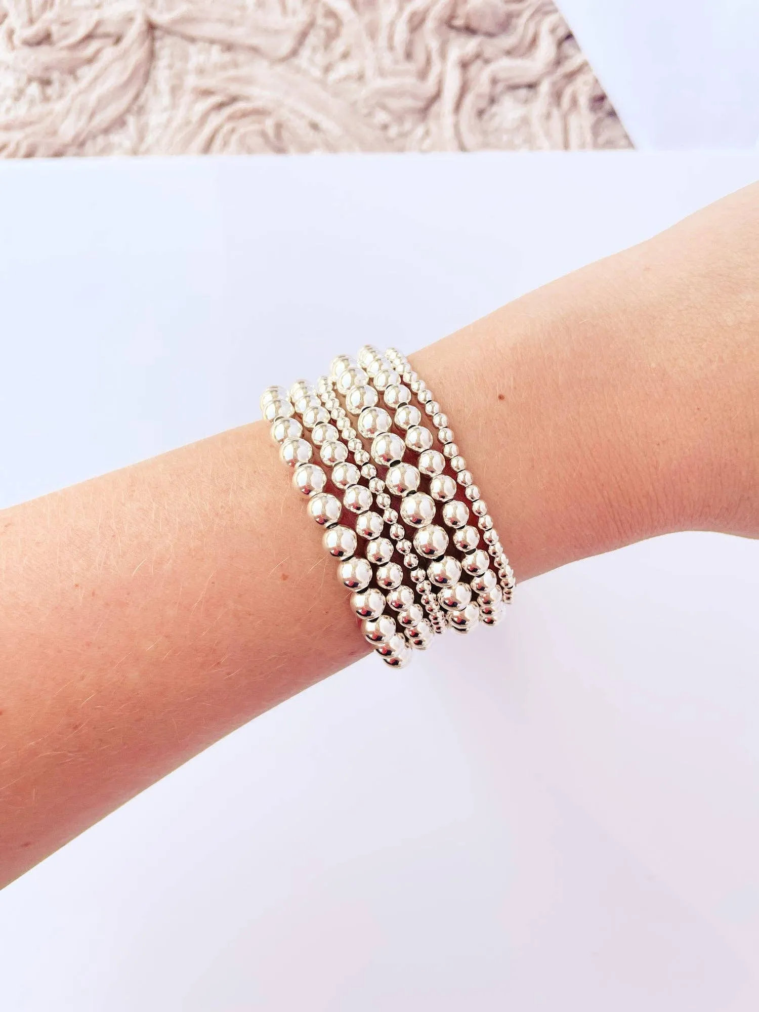 Stackable Silver Beaded Blonde Bracelet