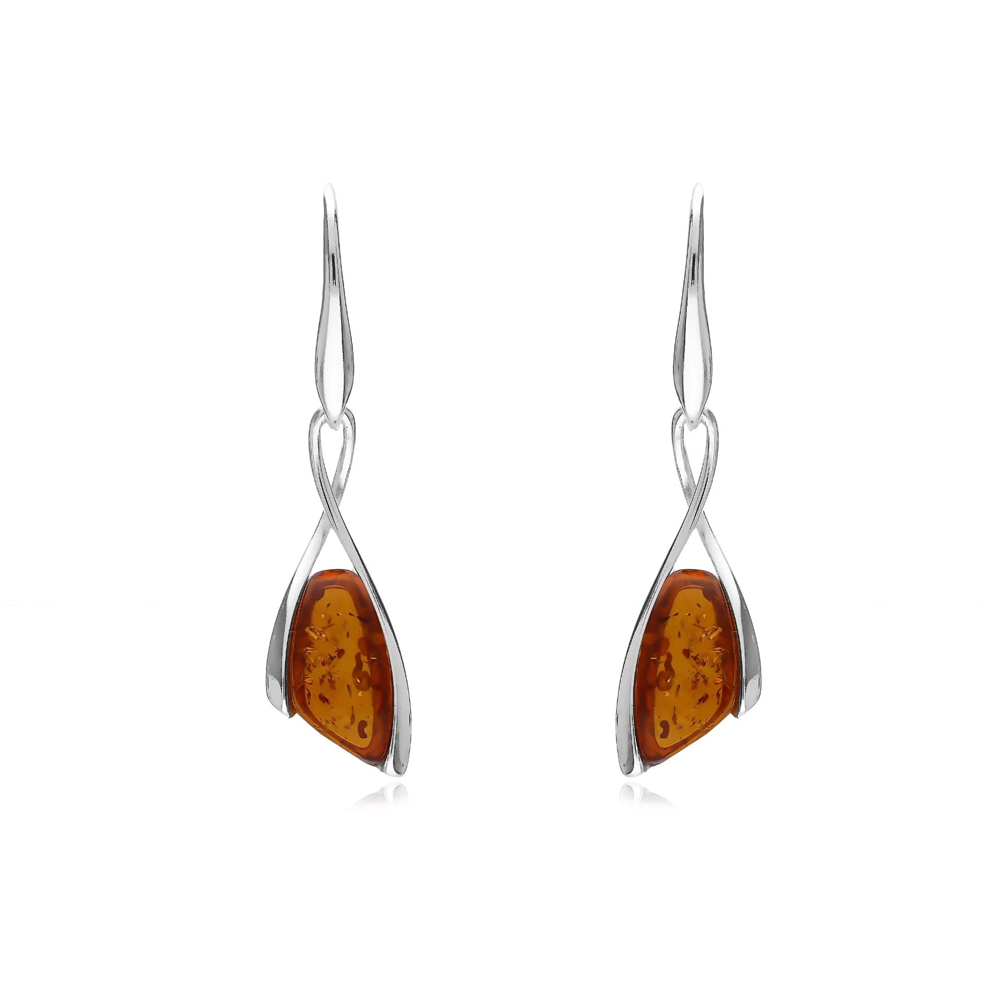 Sterling Silver Amber Elegant Twist Earrings