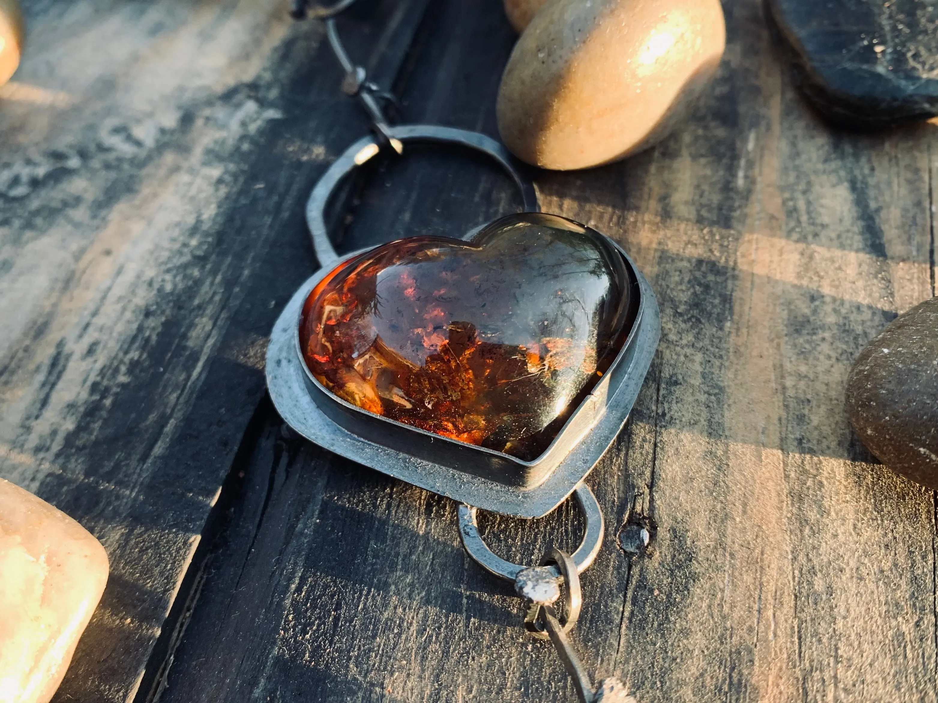 Sterling Silver Bronze Amber Raw Citrine Choker