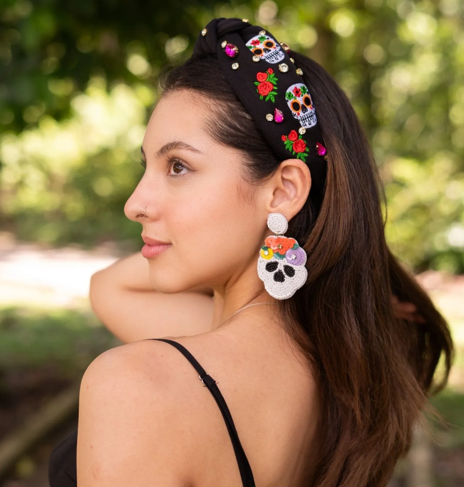 Sugar Skull Jeweled Knot Headband