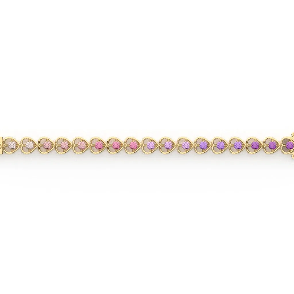 The Love Ombre' Gemstone Heart Tennis Bracelet