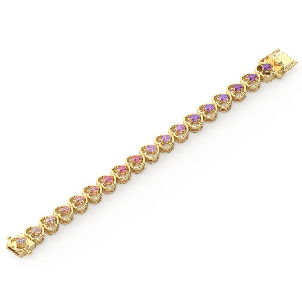 The Love Ombre' Gemstone Heart Tennis Bracelet