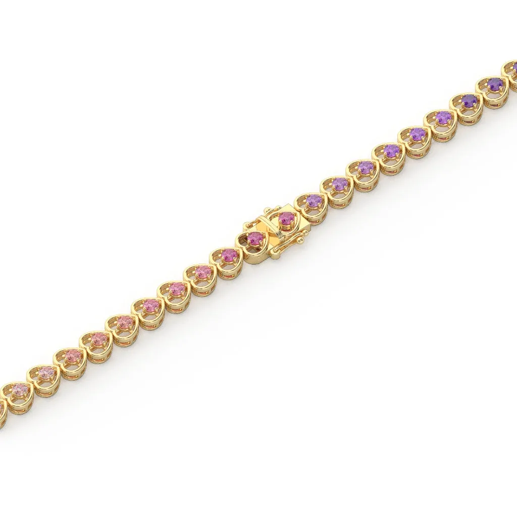 The Love Ombre' Gemstone Heart Tennis Bracelet