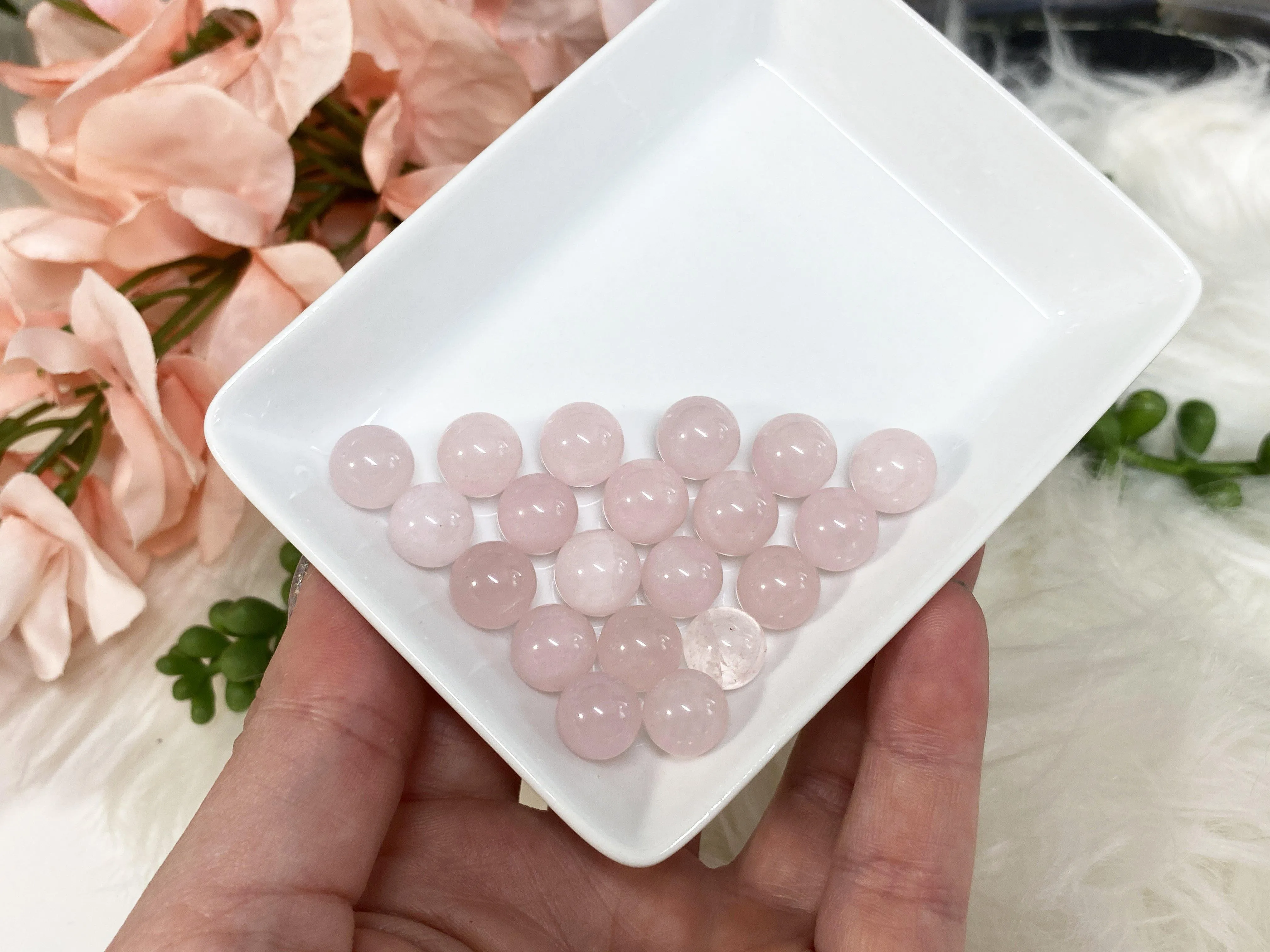 Tiny Rose Quartz Spheres