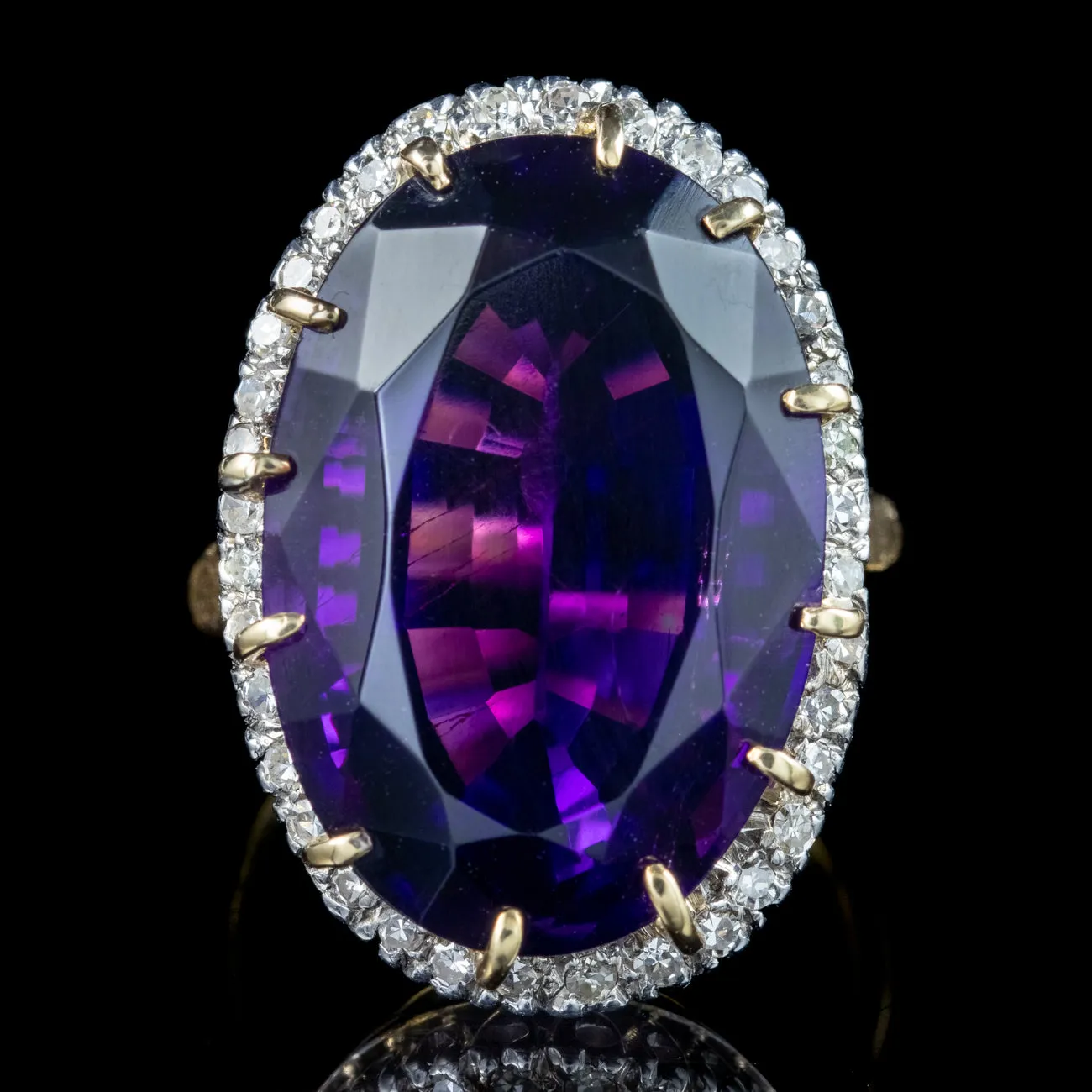 Vintage Amethyst Diamond Cocktail Ring 15ct Amethyst