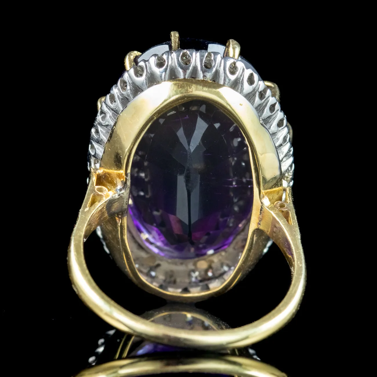 Vintage Amethyst Diamond Cocktail Ring 15ct Amethyst