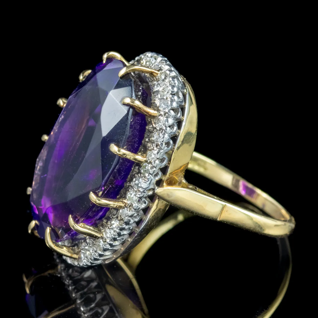 Vintage Amethyst Diamond Cocktail Ring 15ct Amethyst