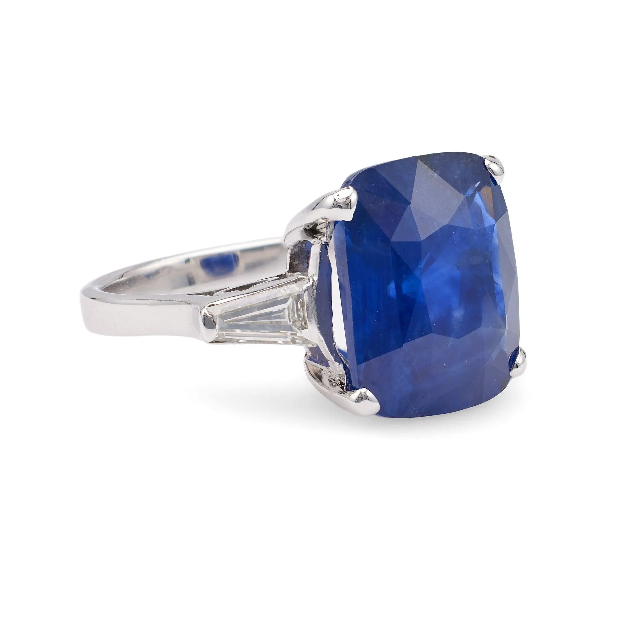 Vintage French GIA 8.20 Carat Ceylon Sapphire Diamond 18k White Gold Ring