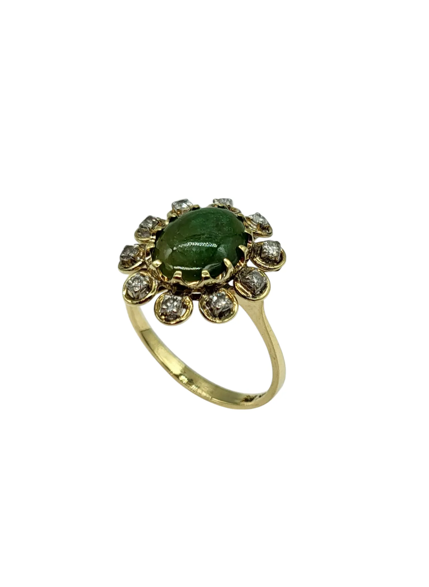 Vintage Jade and Diamond Flower Ring