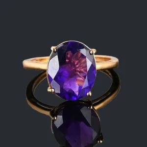 Vintage Rose Gold Amethyst Solitaire Ring