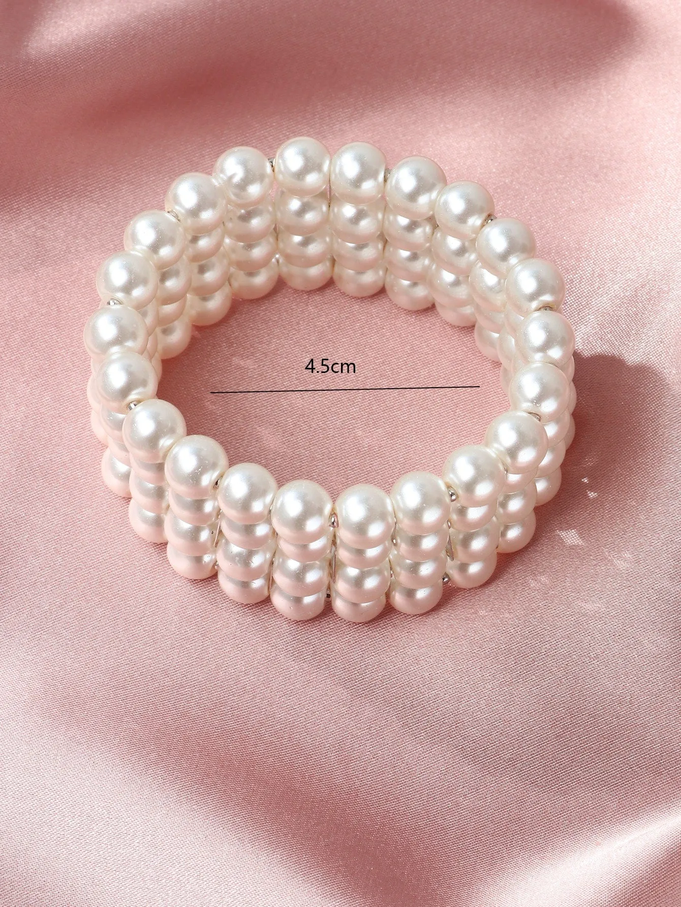 Wide Faux Pearl Beaded Bracelet Women Bracelet Stackable Bracelet Crafted