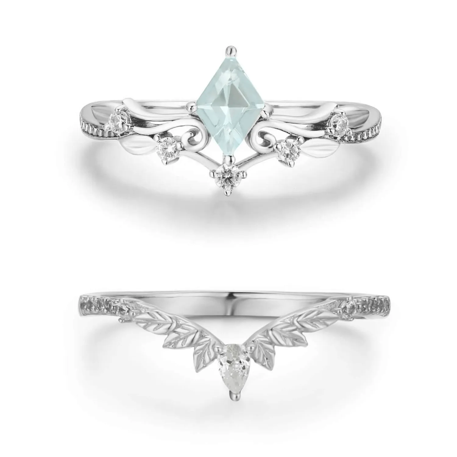 Woodland and Victorian Lace Aquamarine© Ring Set