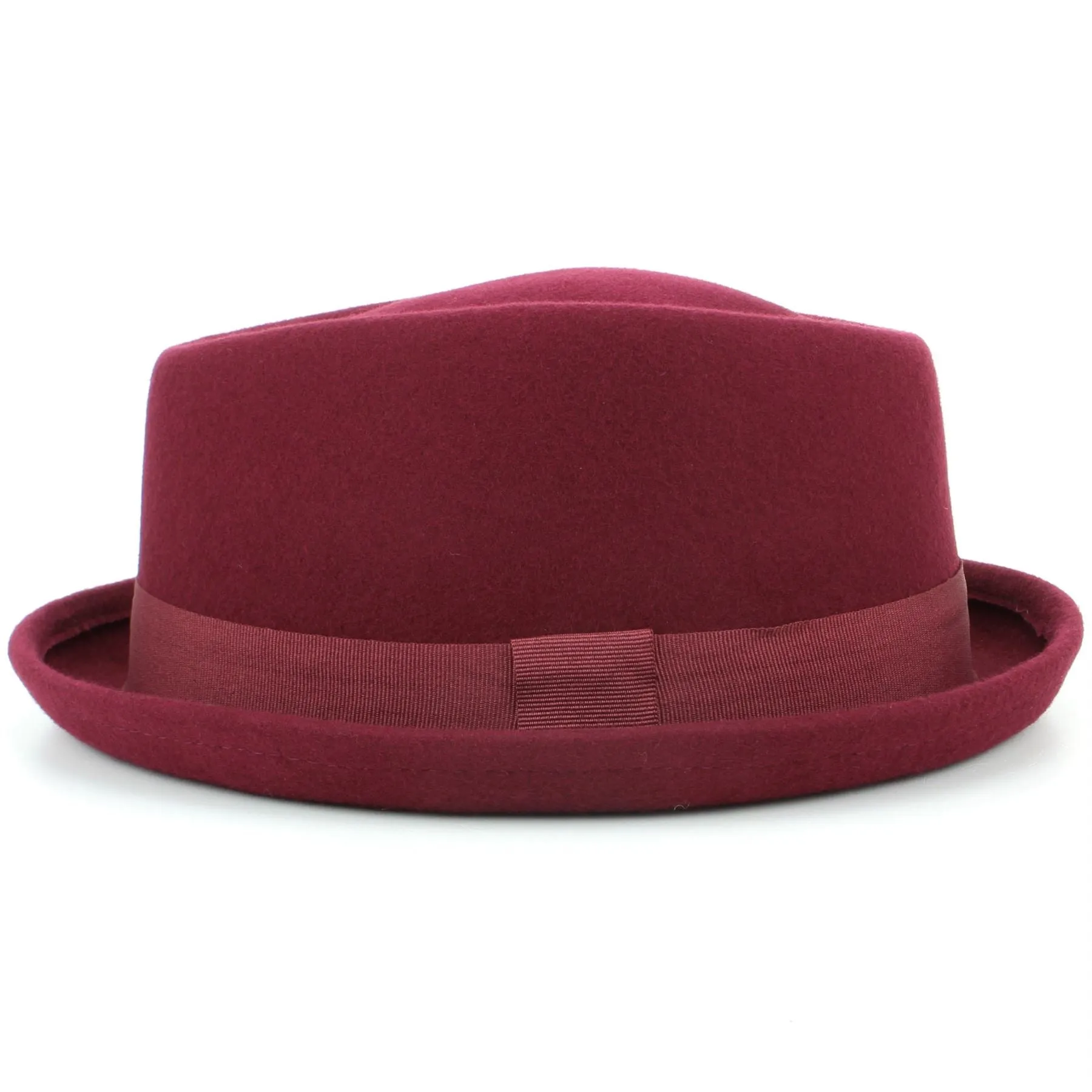 Wool Diamond Crown Porkpie Hat - Red